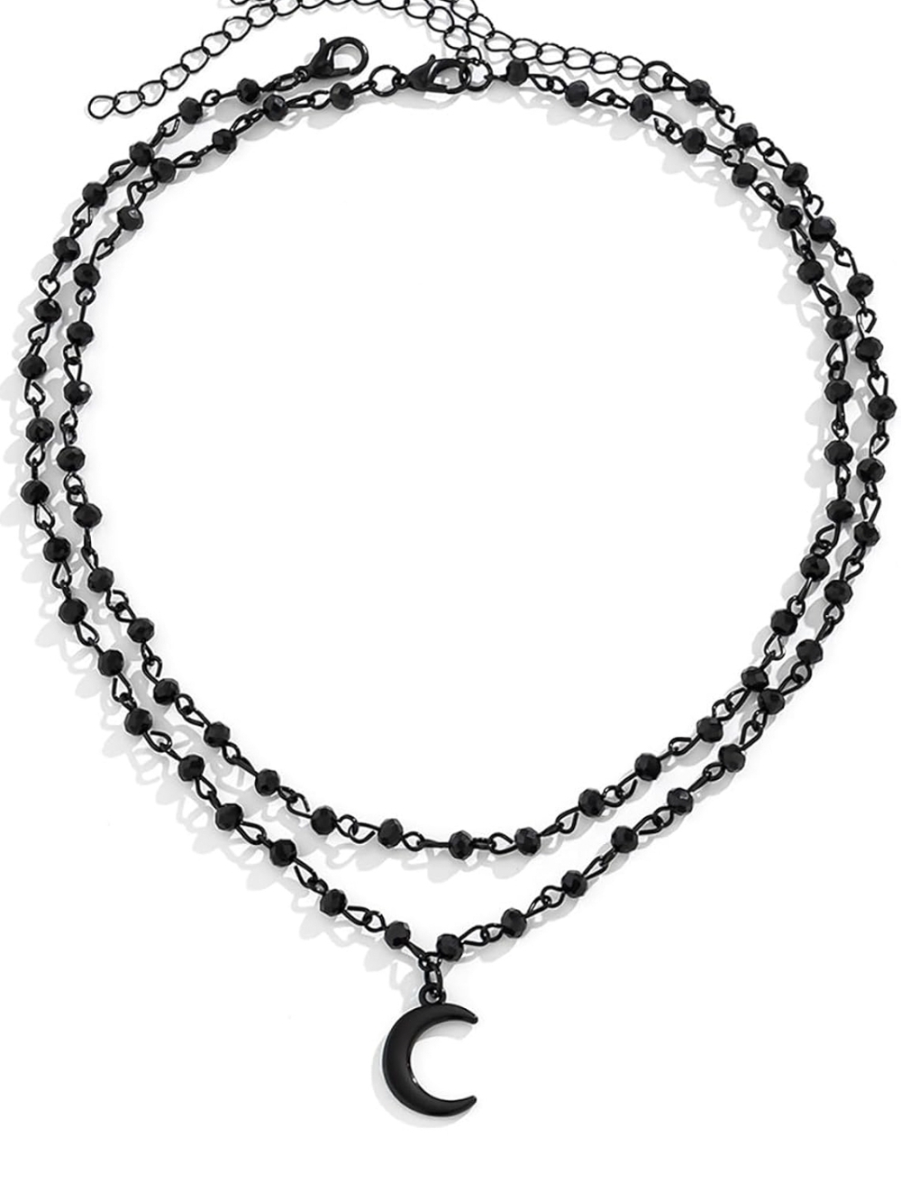 Black Moon Pendant Layered Necklace - Women Jewelry
